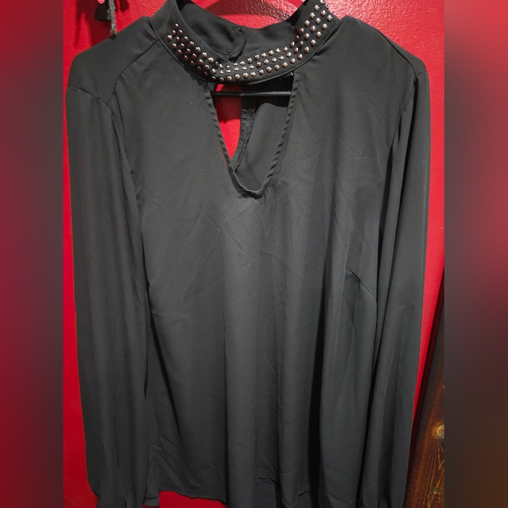 Torrid Black Keyhole Studded Blouse